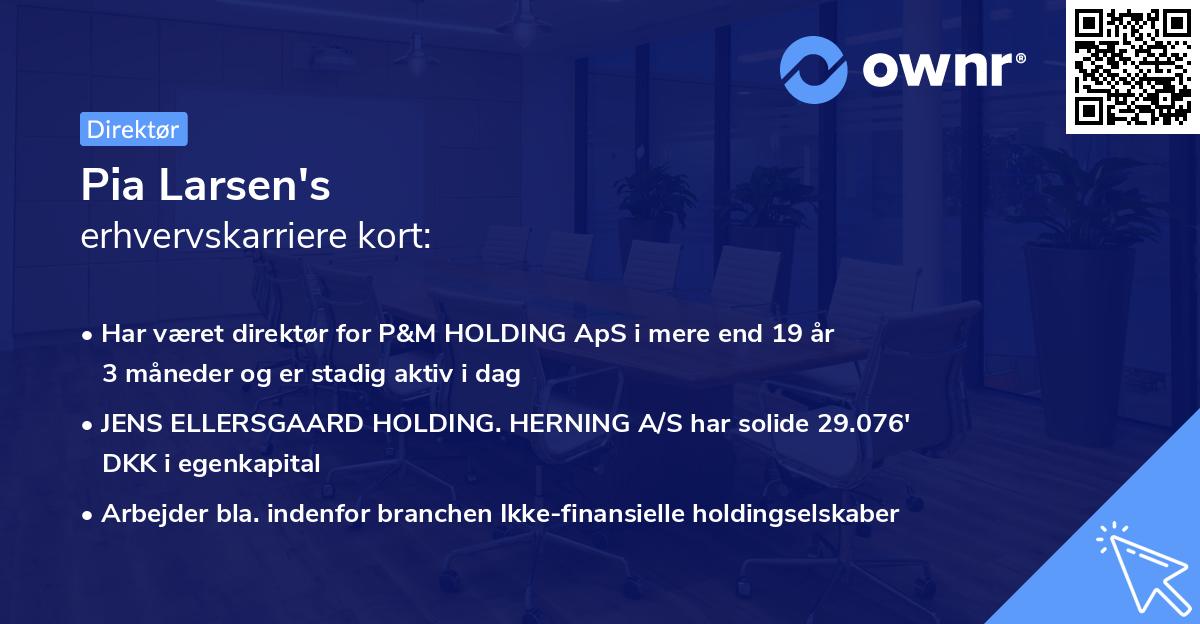 Pia Larsen's erhvervskarriere kort
