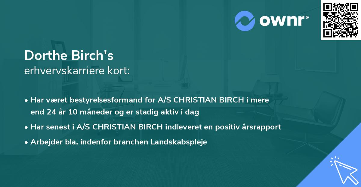 Dorthe Birch's erhvervskarriere kort