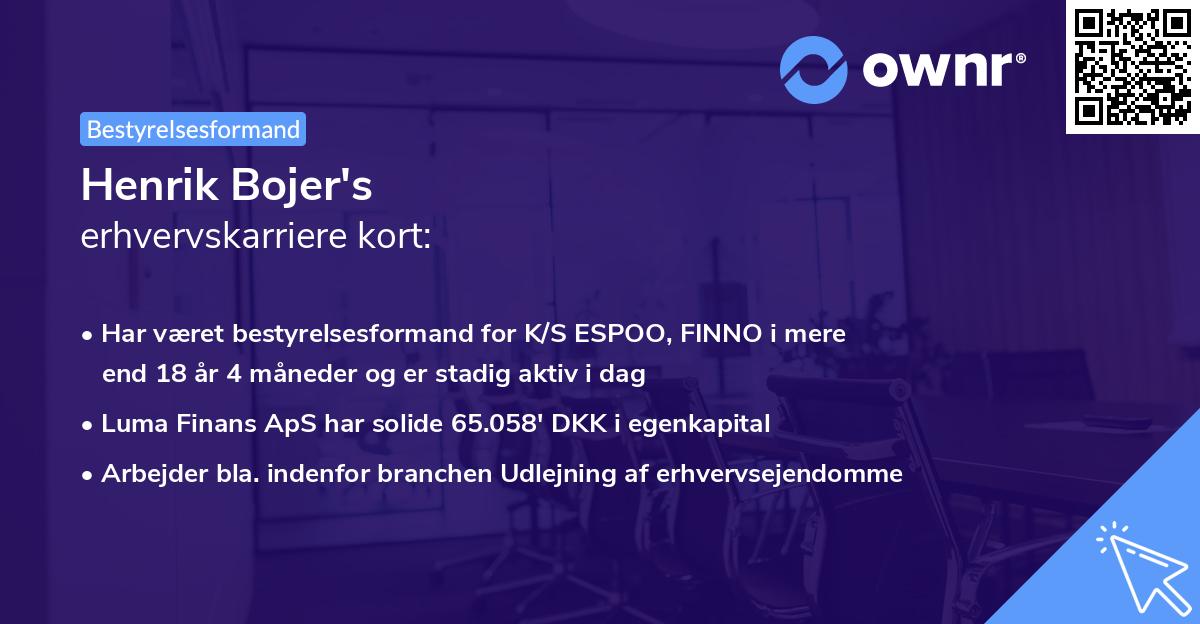 Henrik Bojer's erhvervskarriere kort