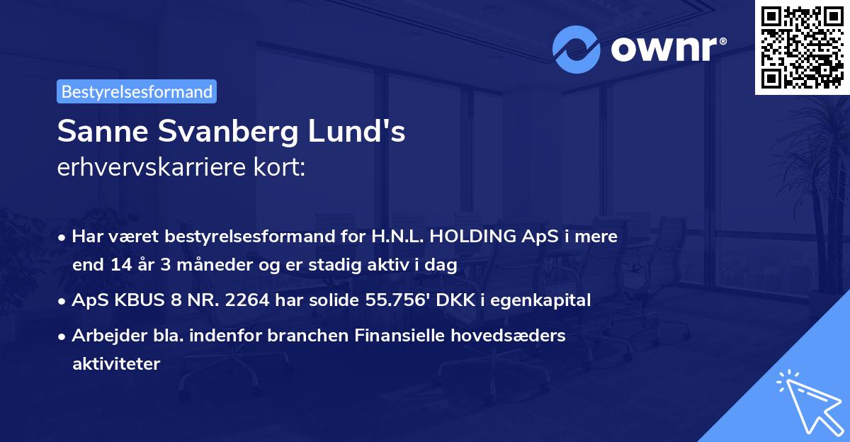 Sanne Svanberg Lund's erhvervskarriere kort
