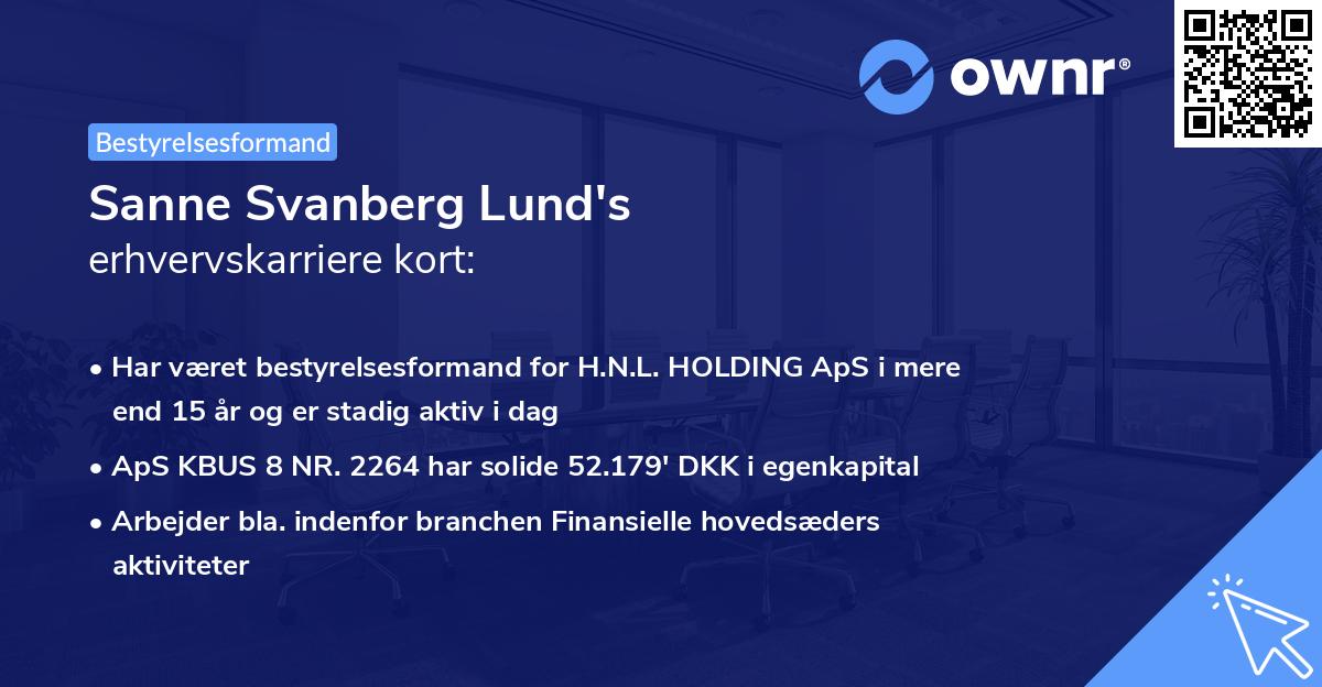 Sanne Svanberg Lund's erhvervskarriere kort