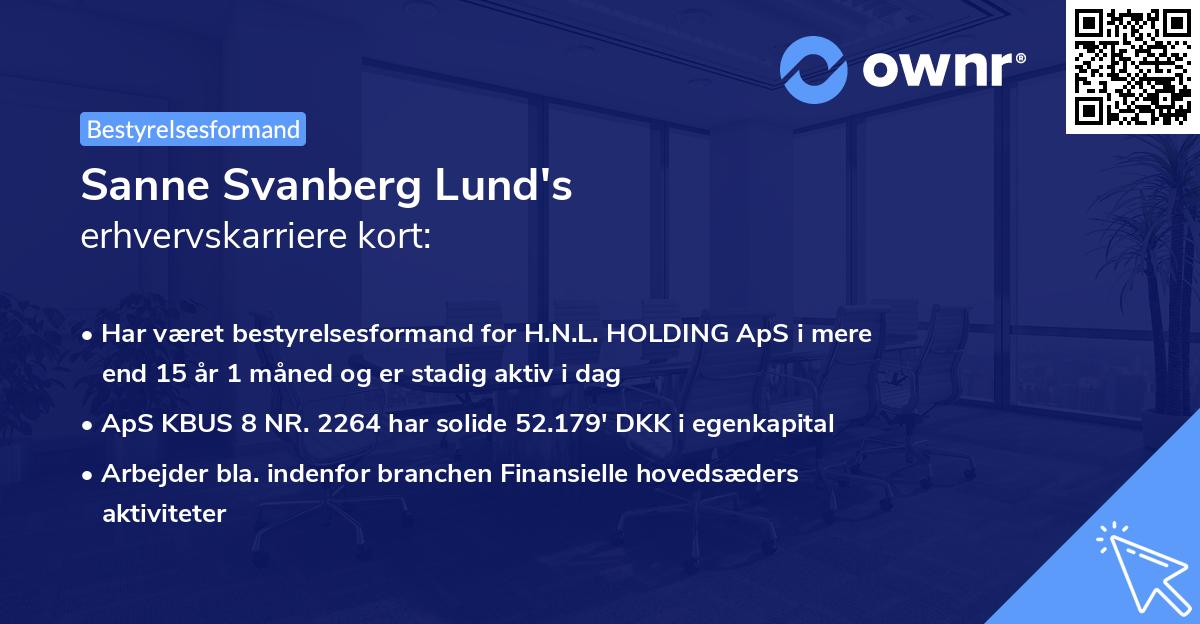 Sanne Svanberg Lund's erhvervskarriere kort