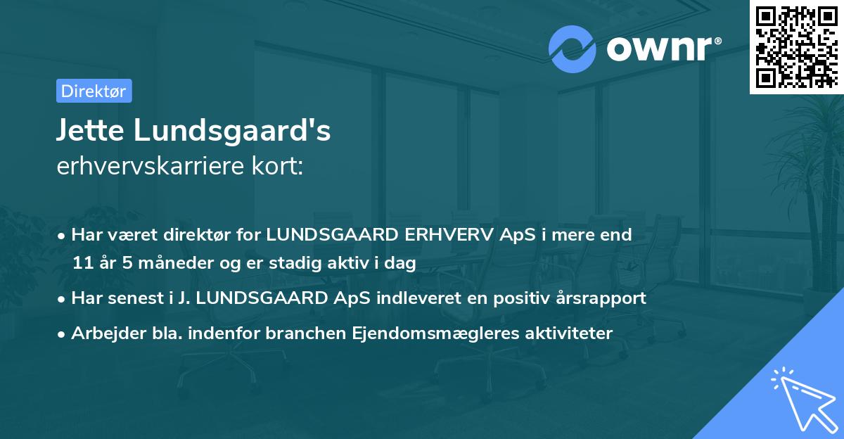 Jette Lundsgaard's erhvervskarriere kort