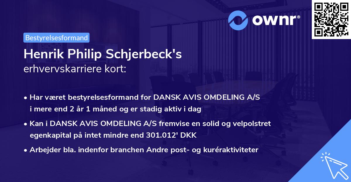 Henrik Philip Schjerbeck's erhvervskarriere kort