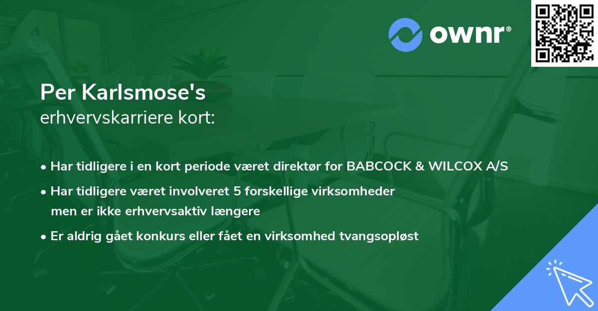 Per Karlsmose's erhvervskarriere kort