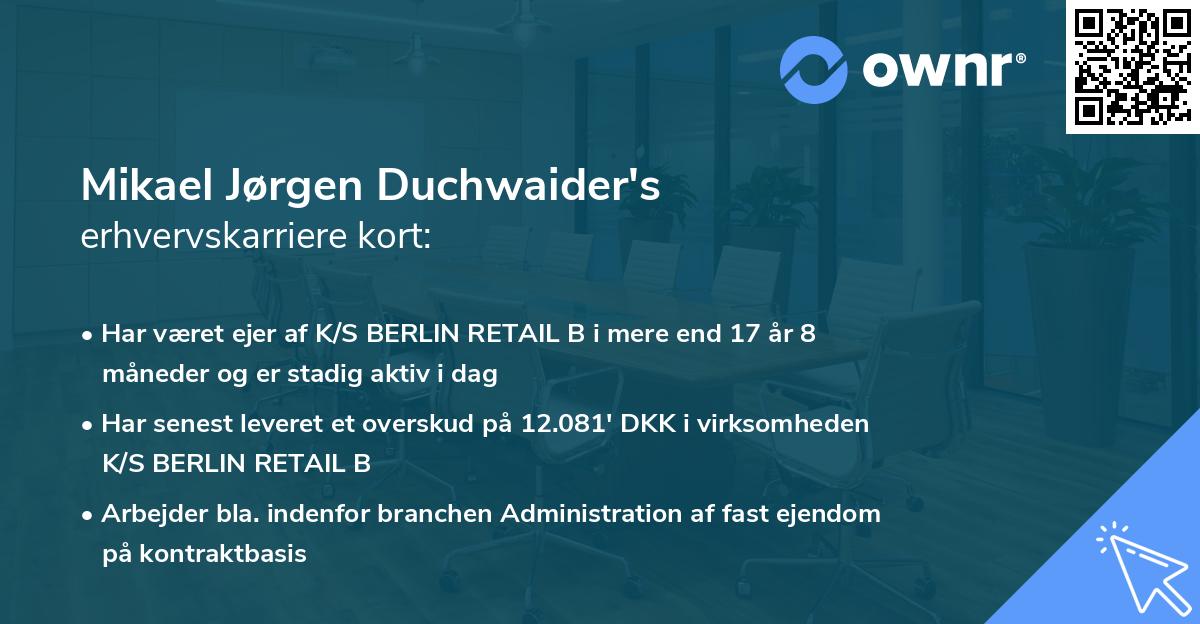Mikael Jørgen Duchwaider's erhvervskarriere kort