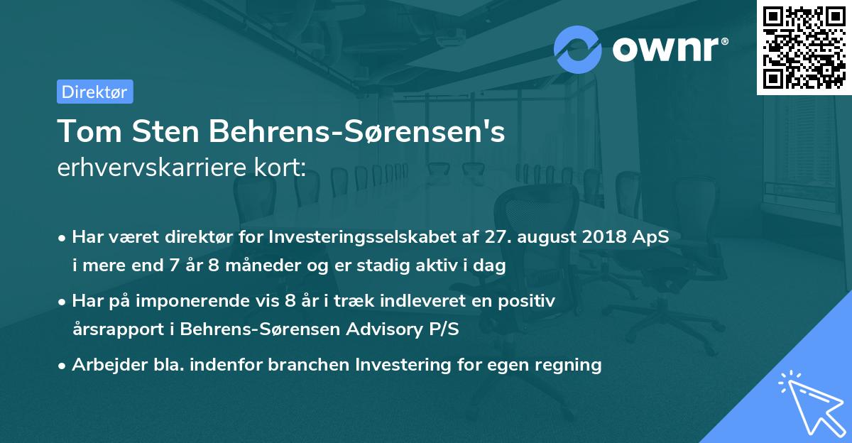 Tom Sten Behrens-Sørensen's erhvervskarriere kort