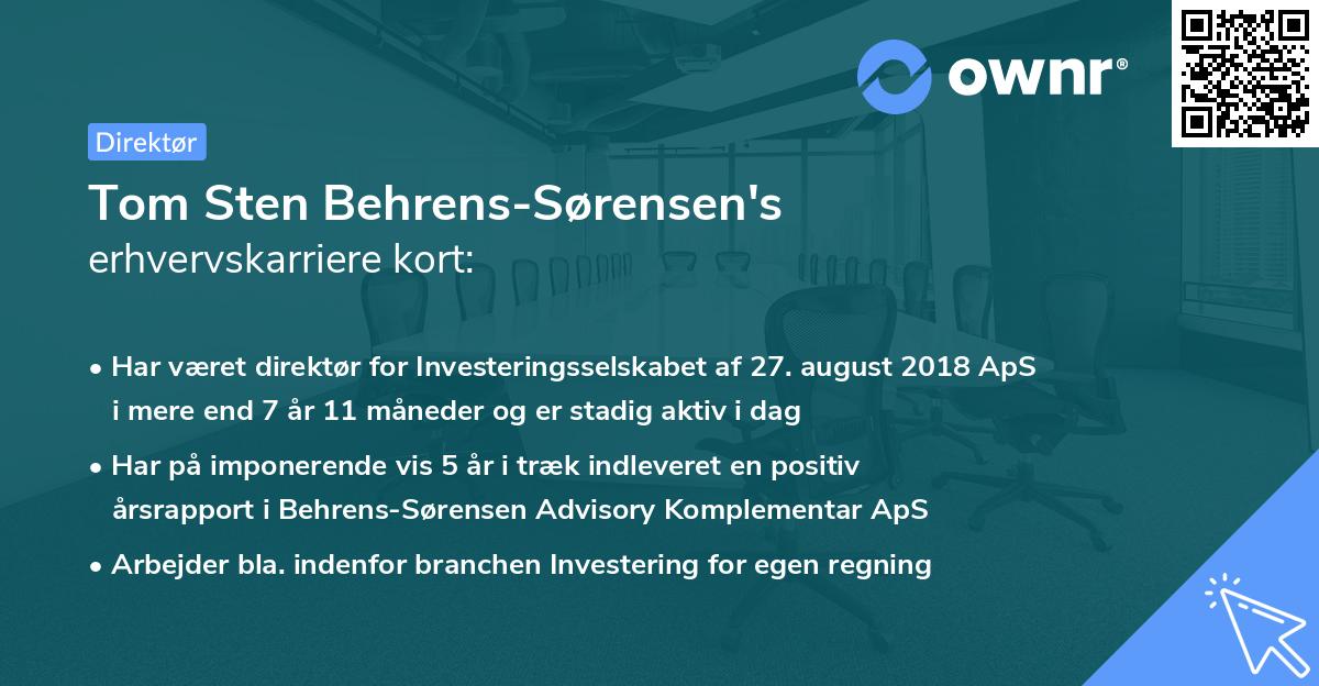 Tom Sten Behrens-Sørensen's erhvervskarriere kort