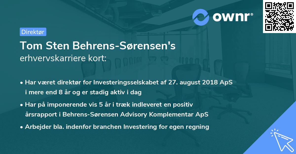 Tom Sten Behrens-Sørensen's erhvervskarriere kort