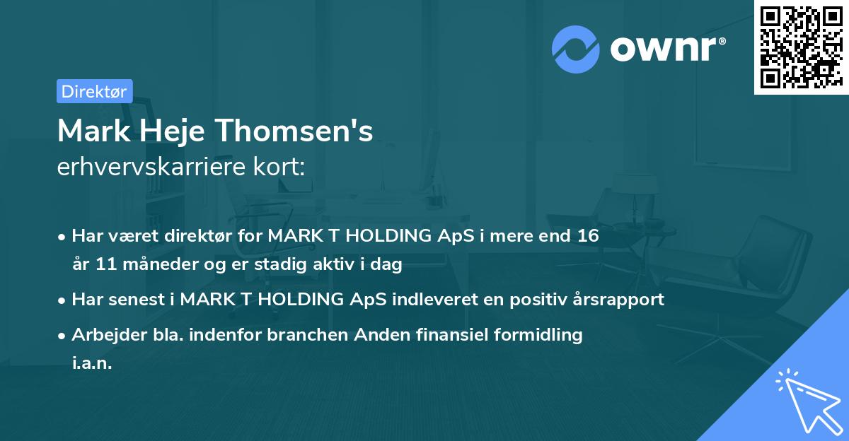 Mark Heje Thomsen's erhvervskarriere kort
