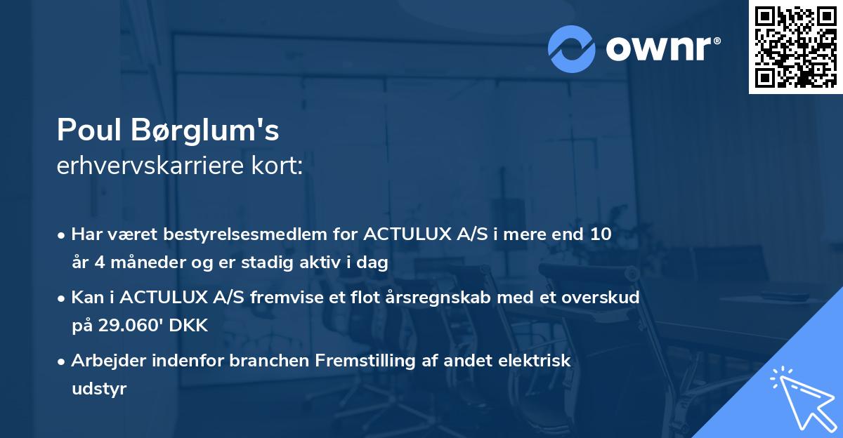 Poul Børglum's erhvervskarriere kort