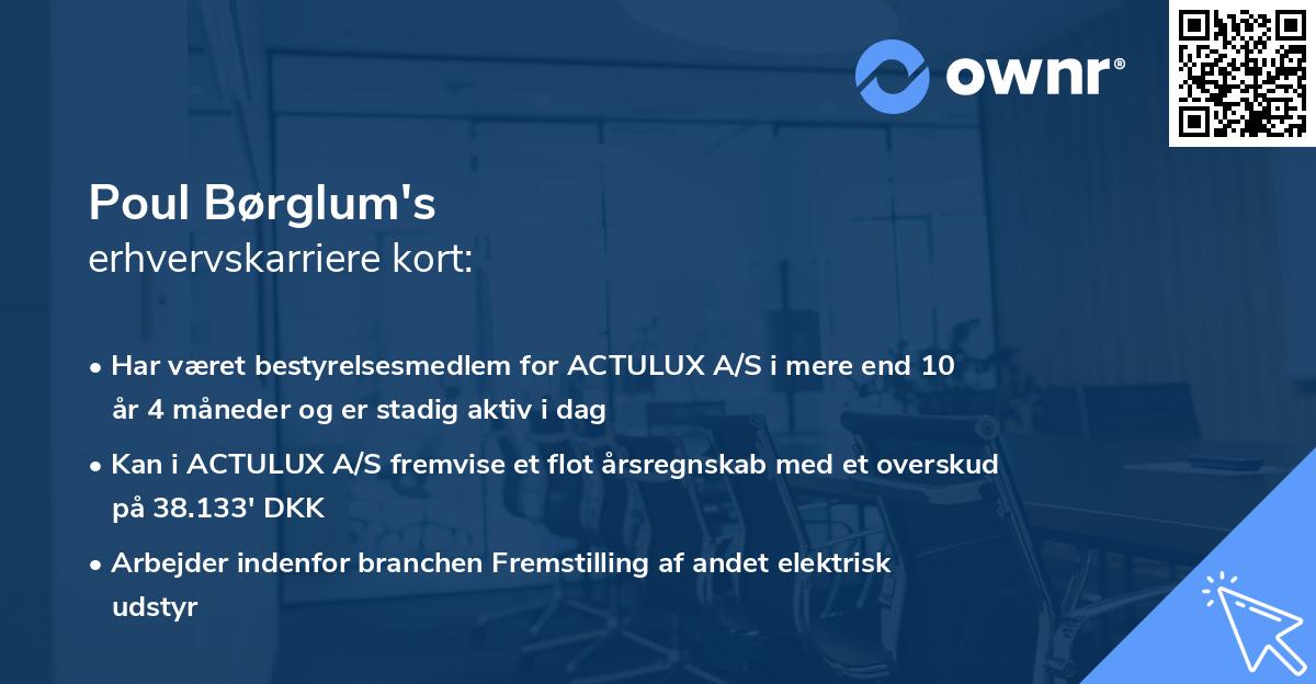 Poul Børglum's erhvervskarriere kort