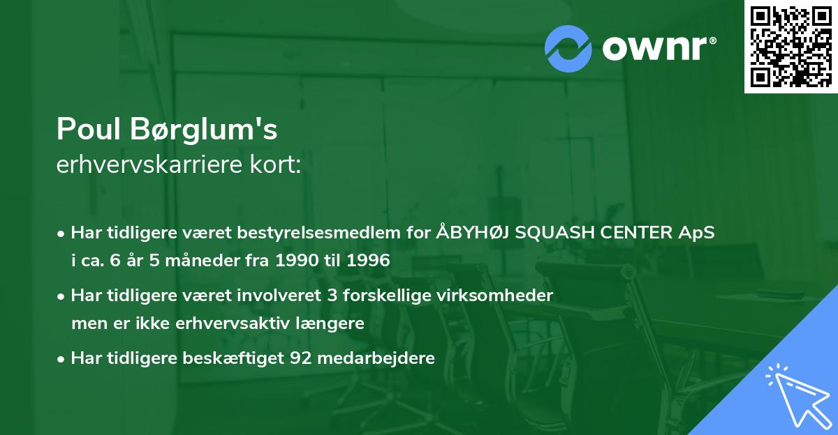 Poul Børglum's erhvervskarriere kort