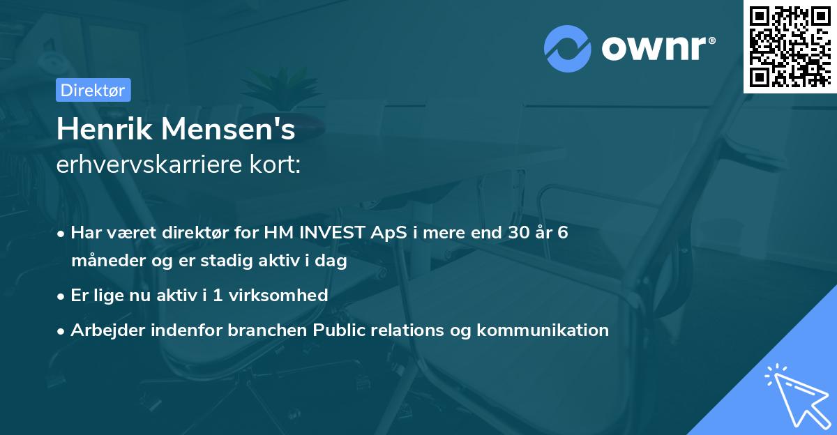 Henrik Mensen's erhvervskarriere kort