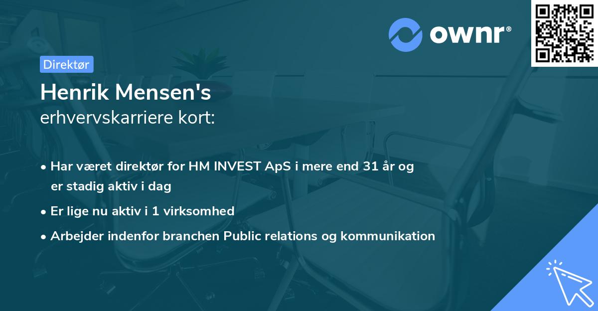 Henrik Mensen's erhvervskarriere kort