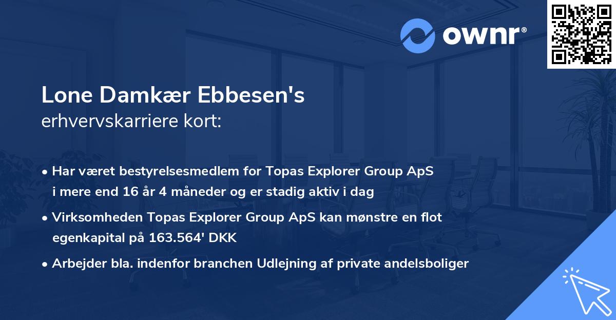 Lone Damkær Ebbesen's erhvervskarriere kort