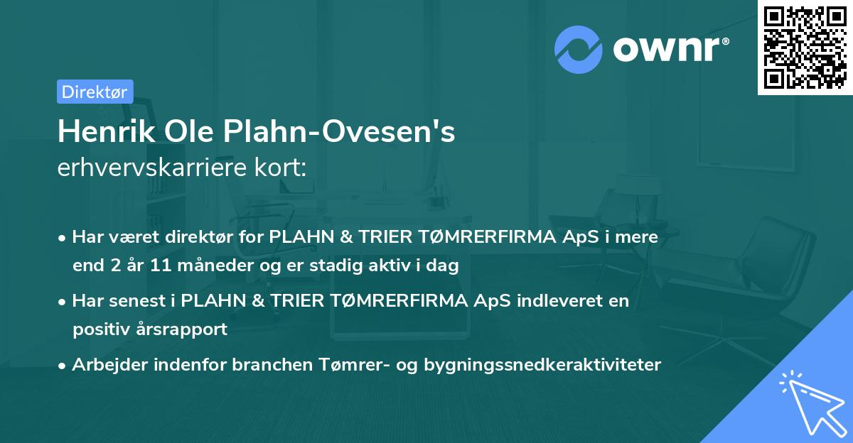 Henrik Ole Plahn-Ovesen's erhvervskarriere kort