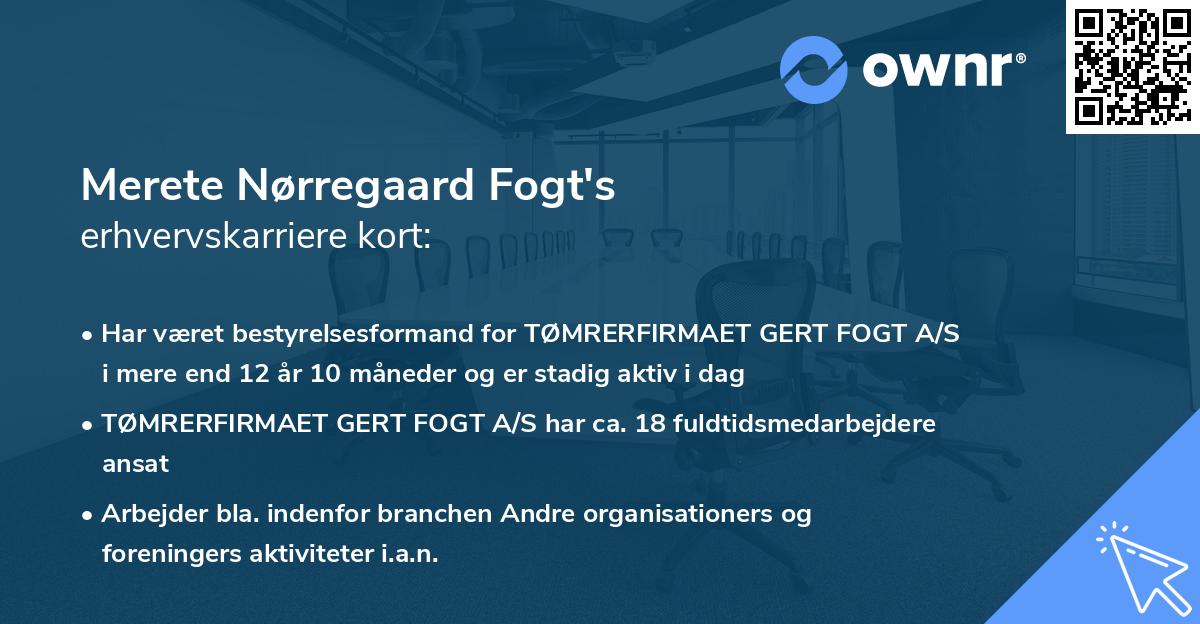 Merete Nørregaard Fogt's erhvervskarriere kort