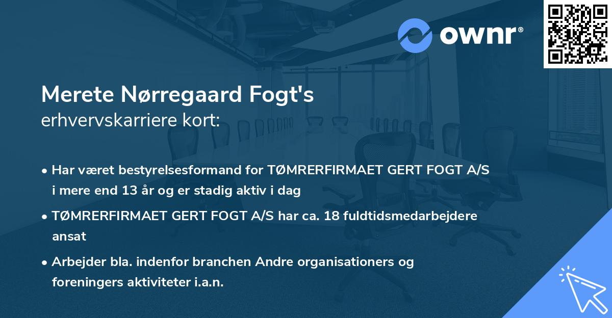 Merete Nørregaard Fogt's erhvervskarriere kort