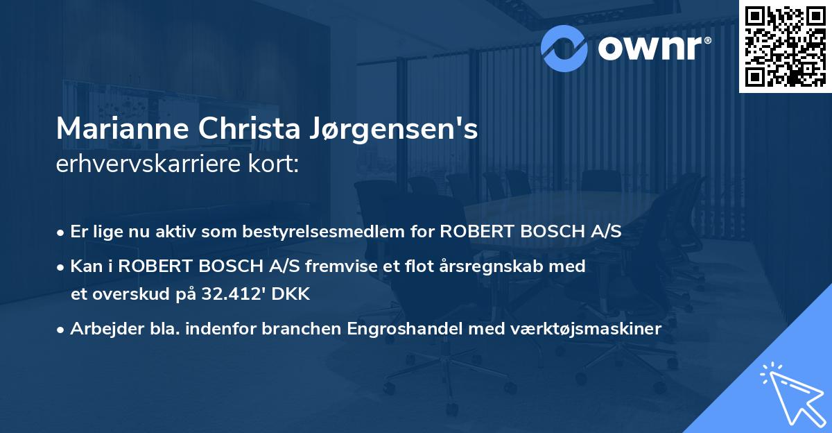 Marianne Christa Jørgensen's erhvervskarriere kort