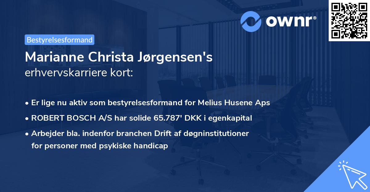 Marianne Christa Jørgensen's erhvervskarriere kort