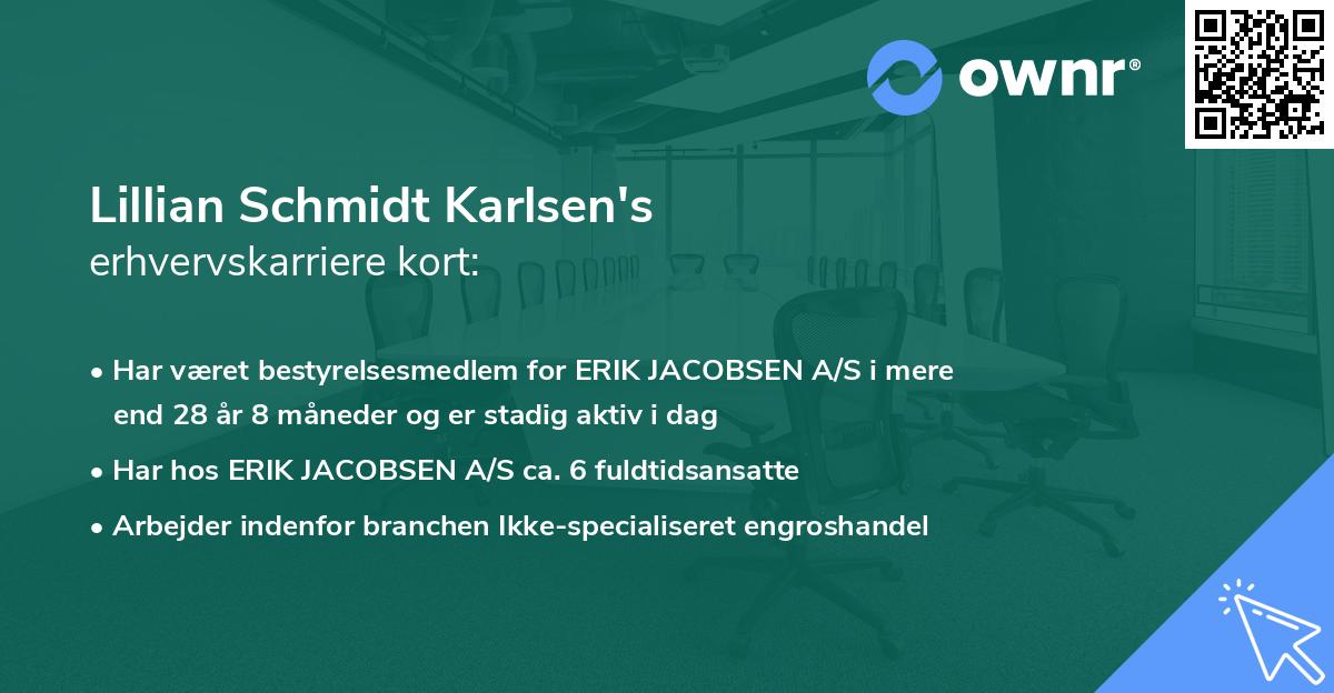Lillian Schmidt Karlsen's erhvervskarriere kort