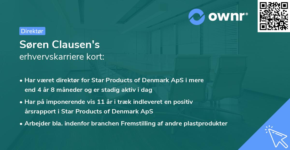 Søren Clausen's erhvervskarriere kort