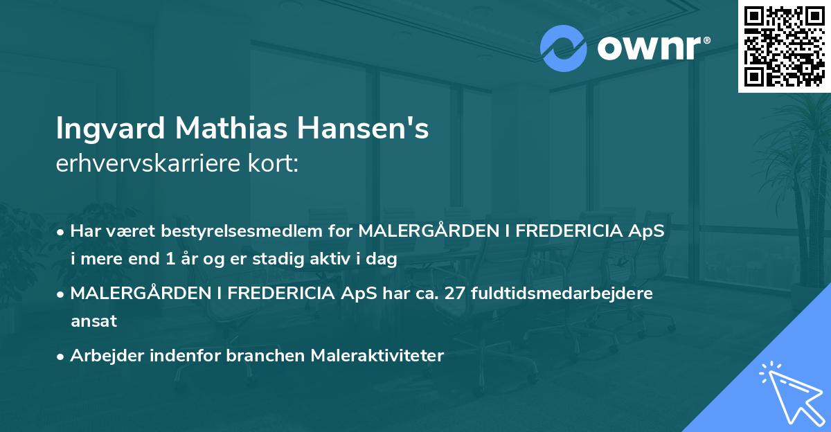 Ingvard Mathias Hansen's erhvervskarriere kort