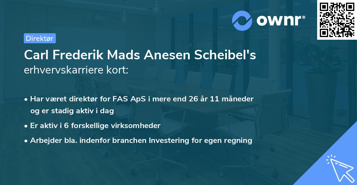 Carl Frederik Mads Anesen Scheibel's erhvervskarriere kort