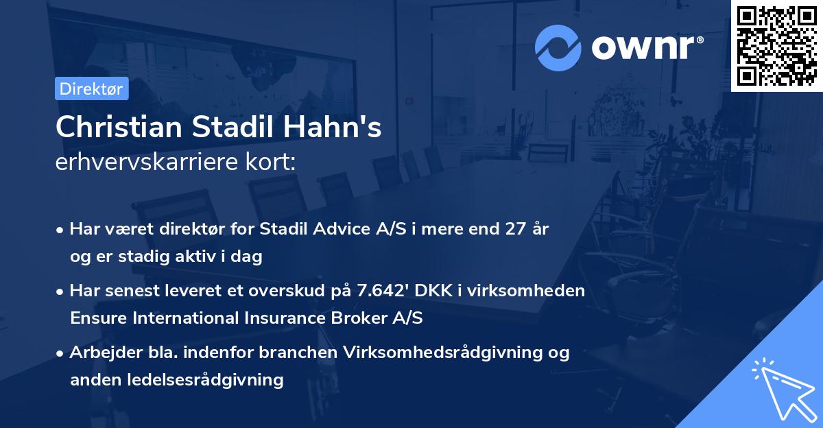 Christian Stadil Hahn's erhvervskarriere kort