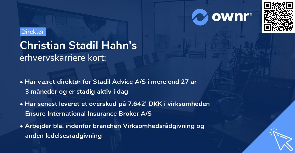 Christian Stadil Hahn's erhvervskarriere kort