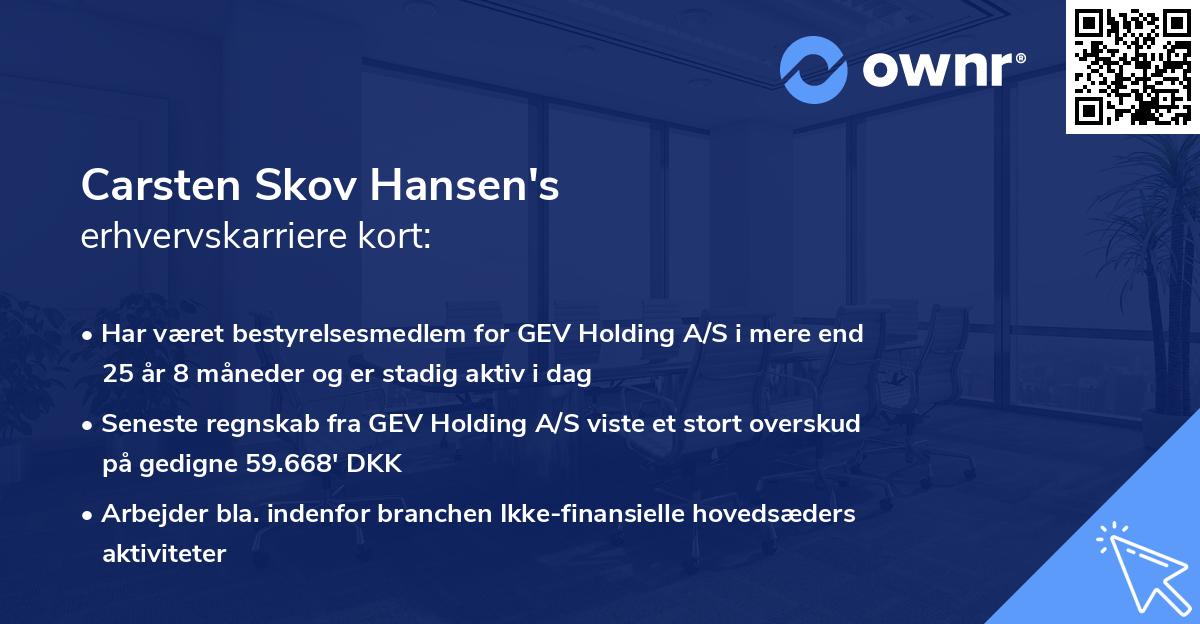 Carsten Skov Hansen's erhvervskarriere kort