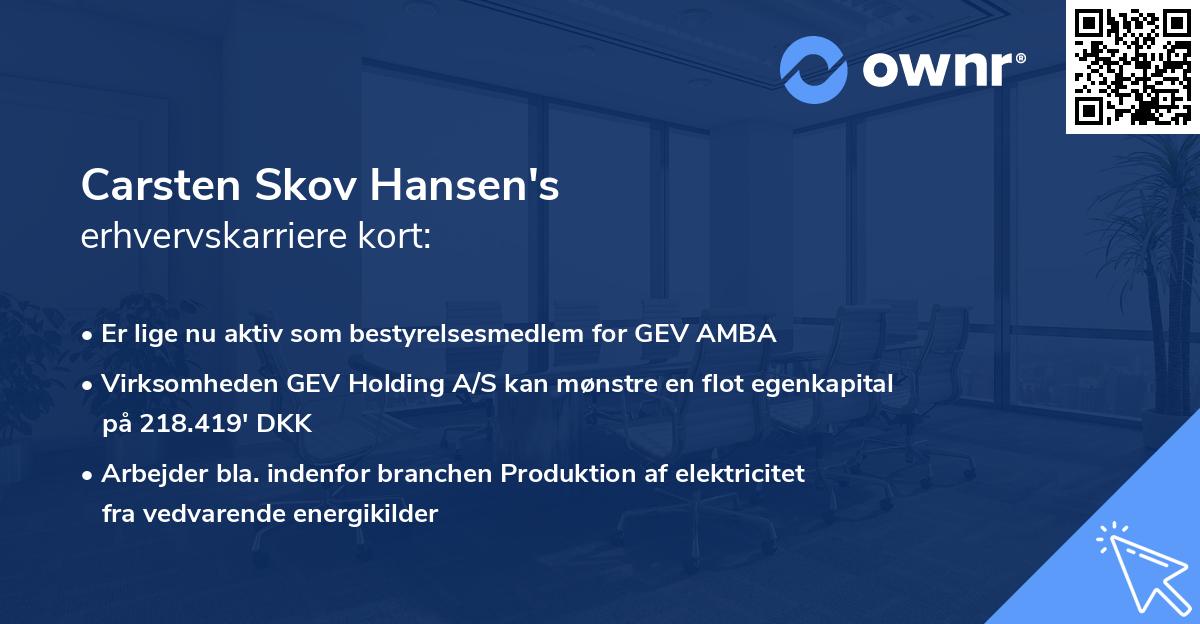 Carsten Skov Hansen's erhvervskarriere kort
