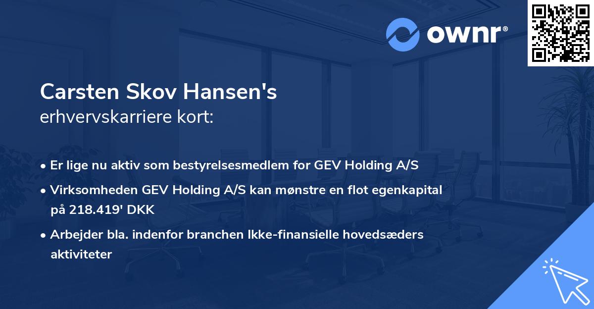 Carsten Skov Hansen's erhvervskarriere kort