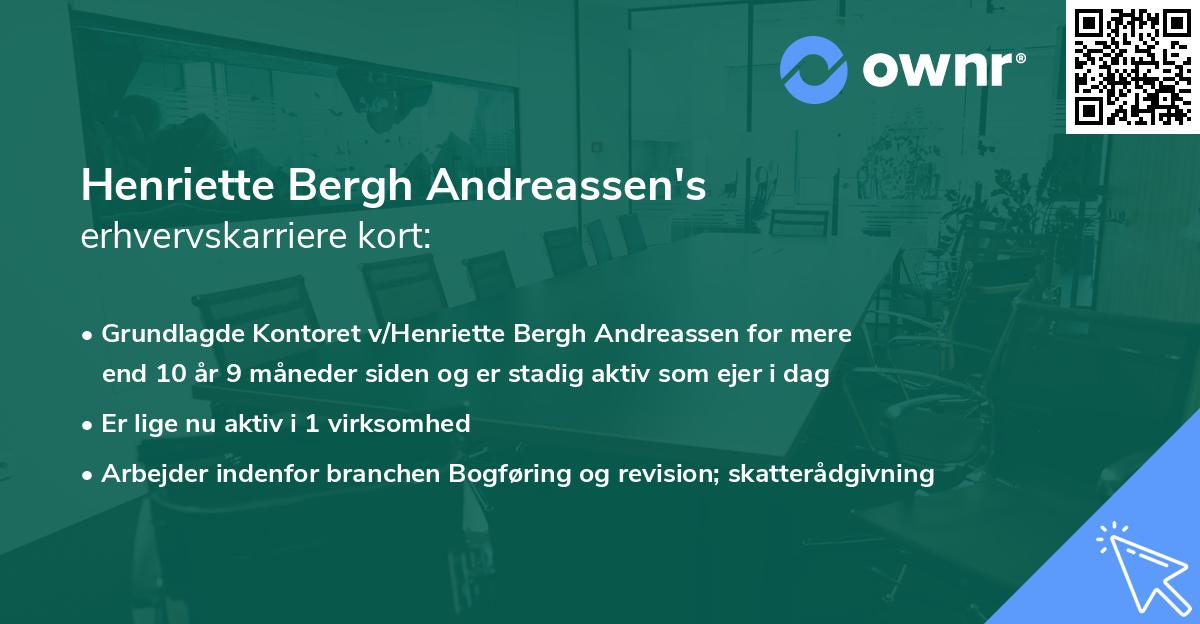 Henriette Bergh Andreassen's erhvervskarriere kort