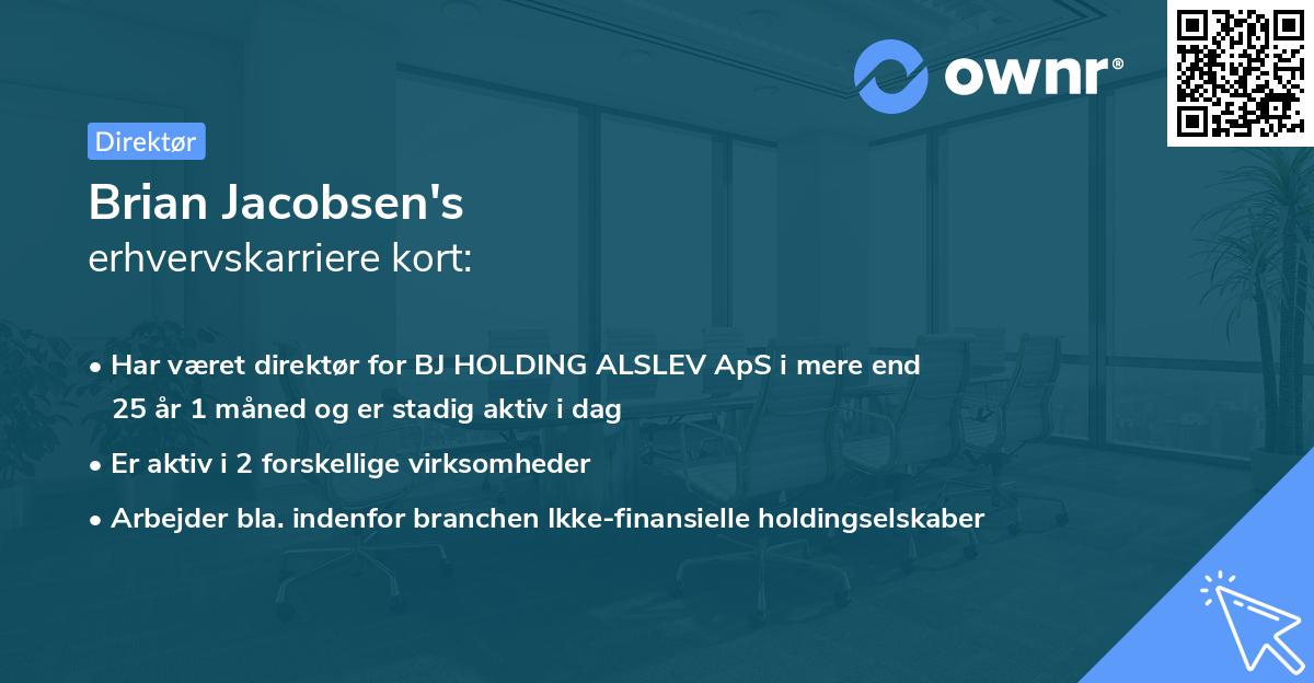 Brian Jacobsen's erhvervskarriere kort