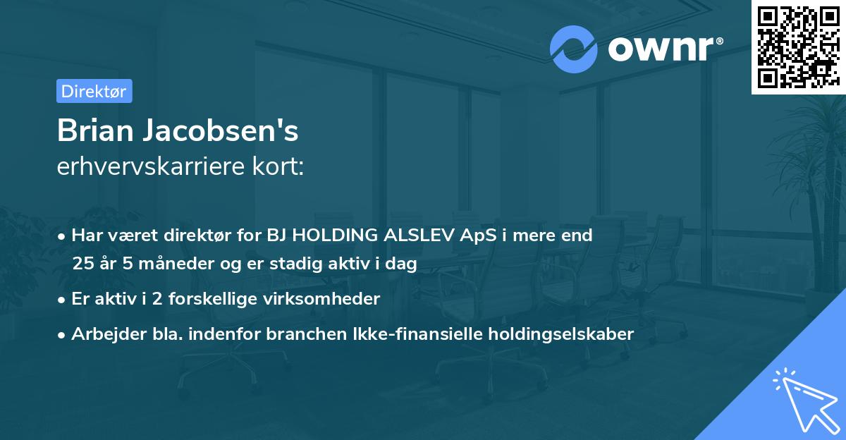 Brian Jacobsen's erhvervskarriere kort