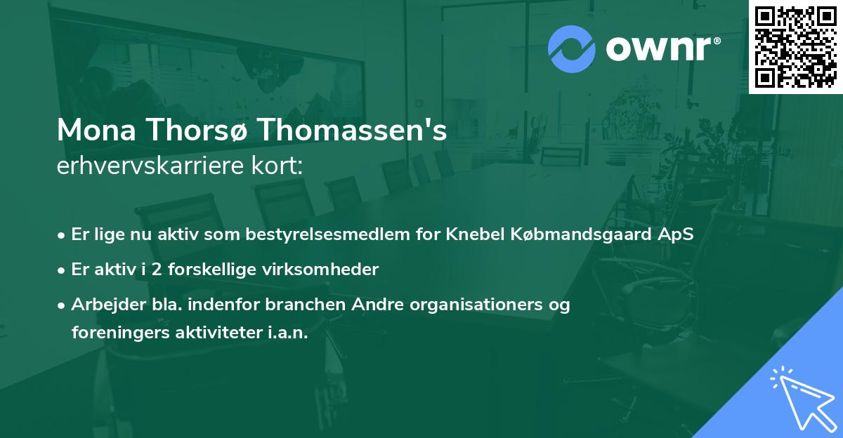 Mona Thorsø Thomassen's erhvervskarriere kort