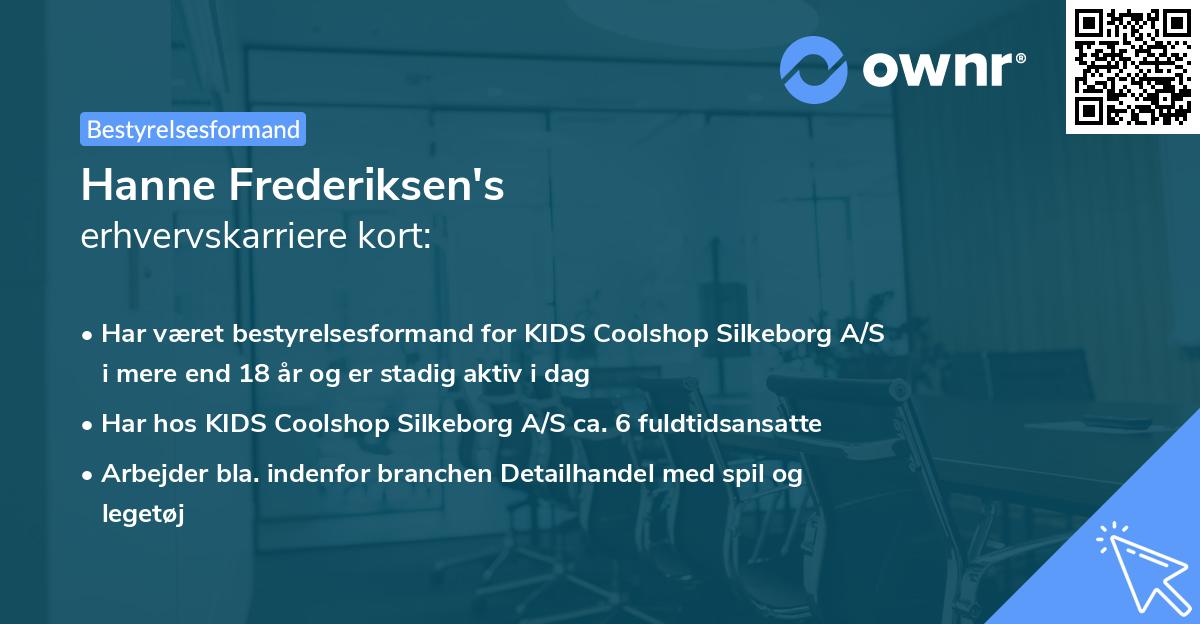 Hanne Frederiksen's erhvervskarriere kort