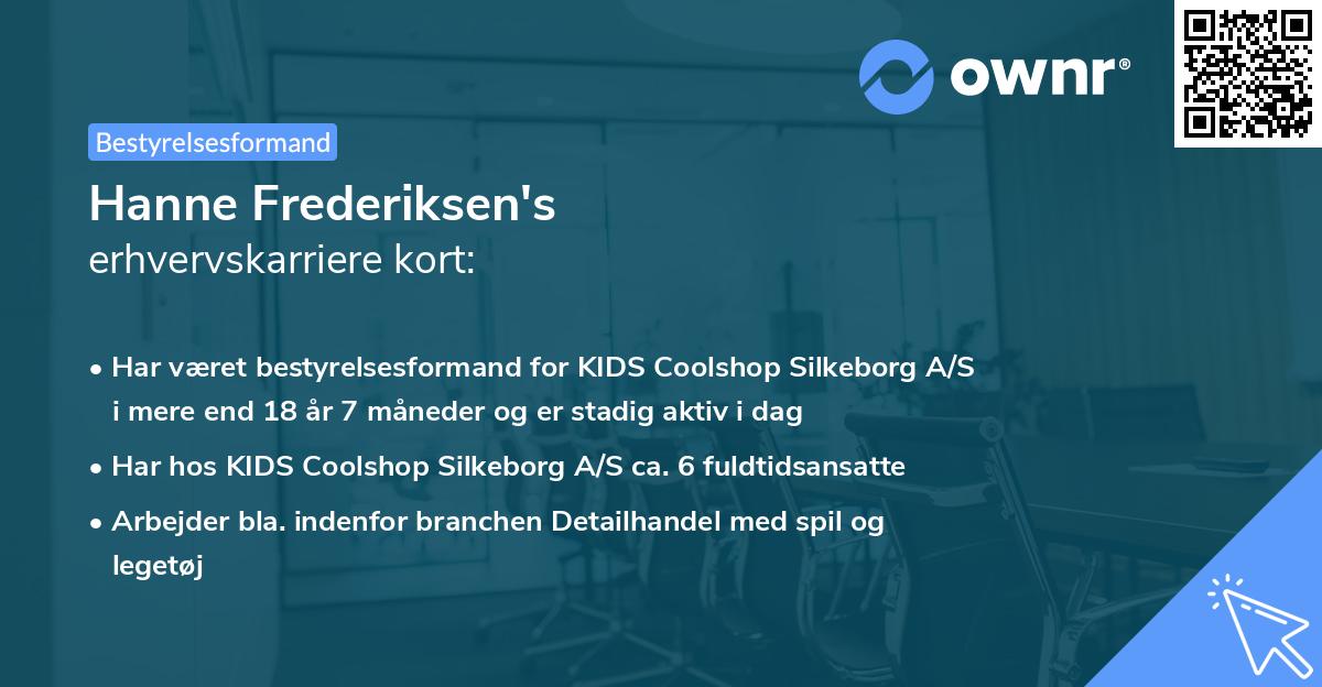 Hanne Frederiksen's erhvervskarriere kort