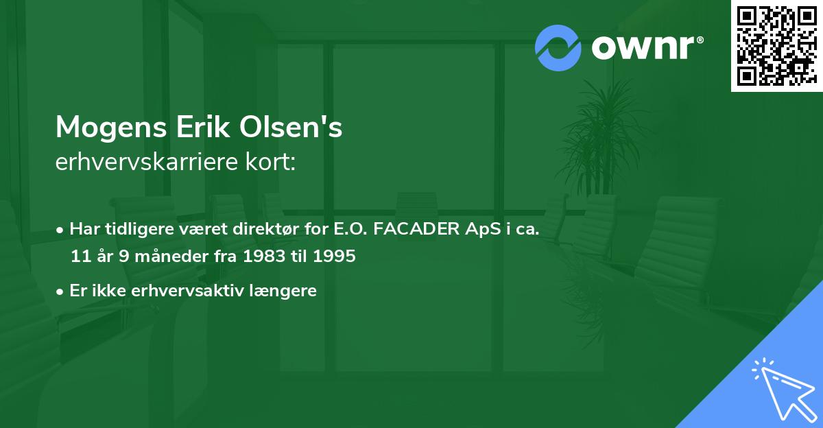Mogens Erik Olsen's erhvervskarriere kort