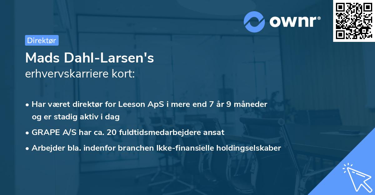 Mads Dahl-Larsen's erhvervskarriere kort