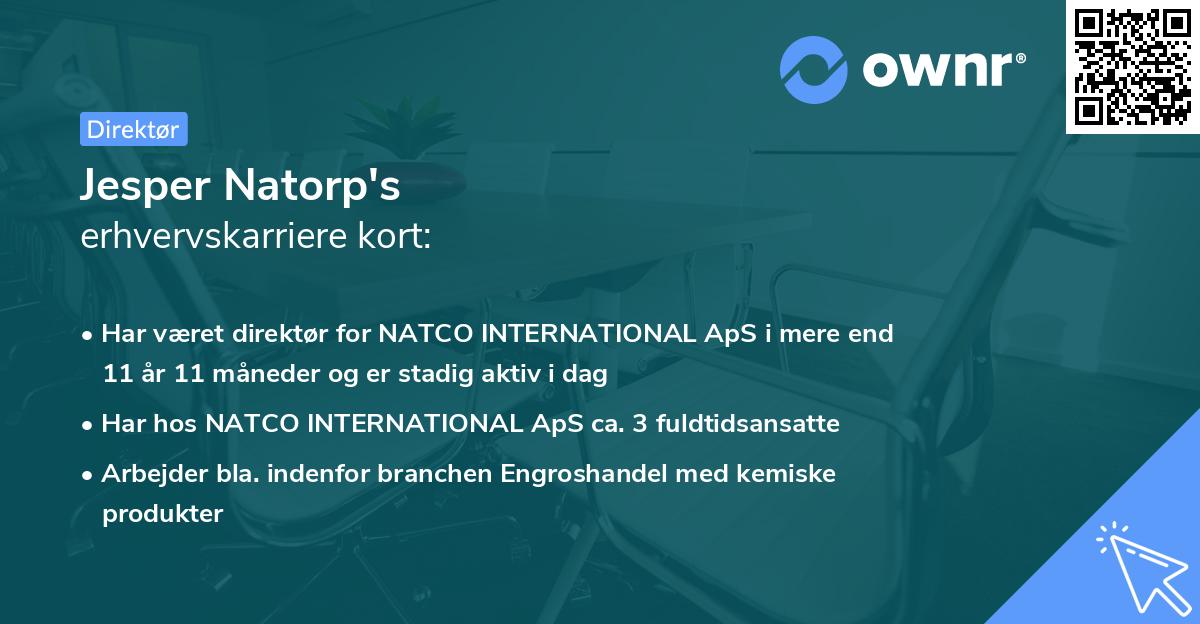 Jesper Natorp's erhvervskarriere kort