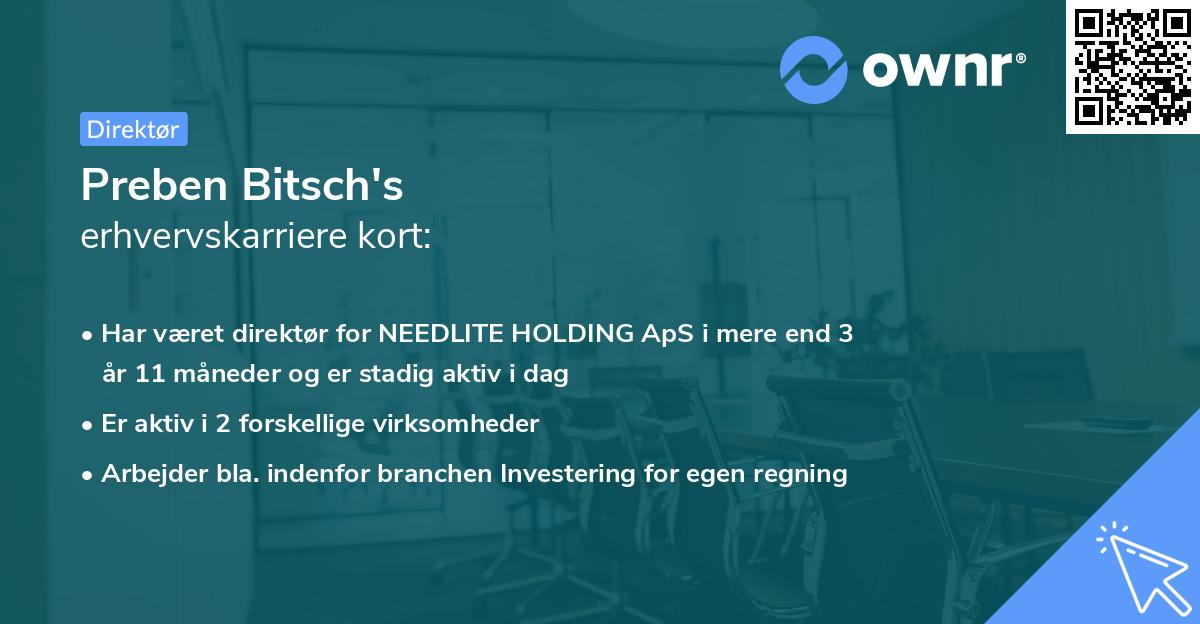Preben Bitsch's erhvervskarriere kort