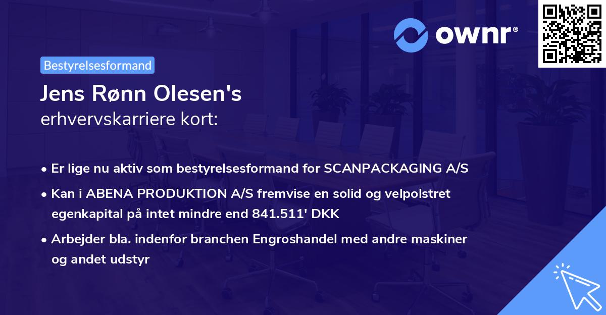 Jens Rønn Olesen's erhvervskarriere kort