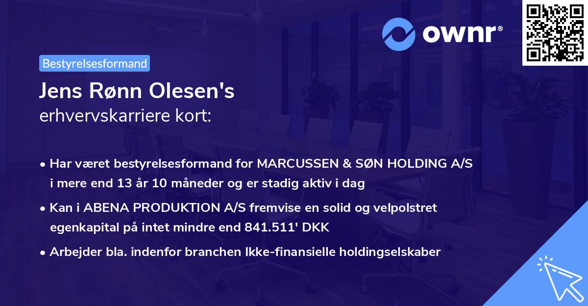 Jens Rønn Olesen's erhvervskarriere kort
