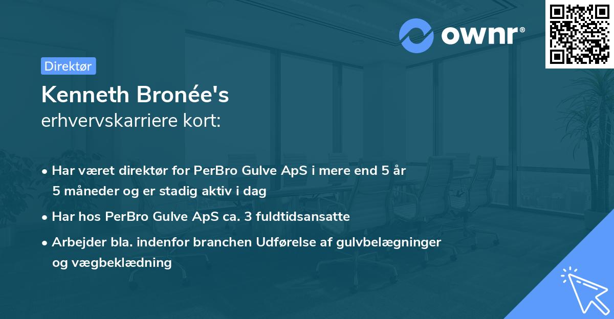 Kenneth Bronée's erhvervskarriere kort