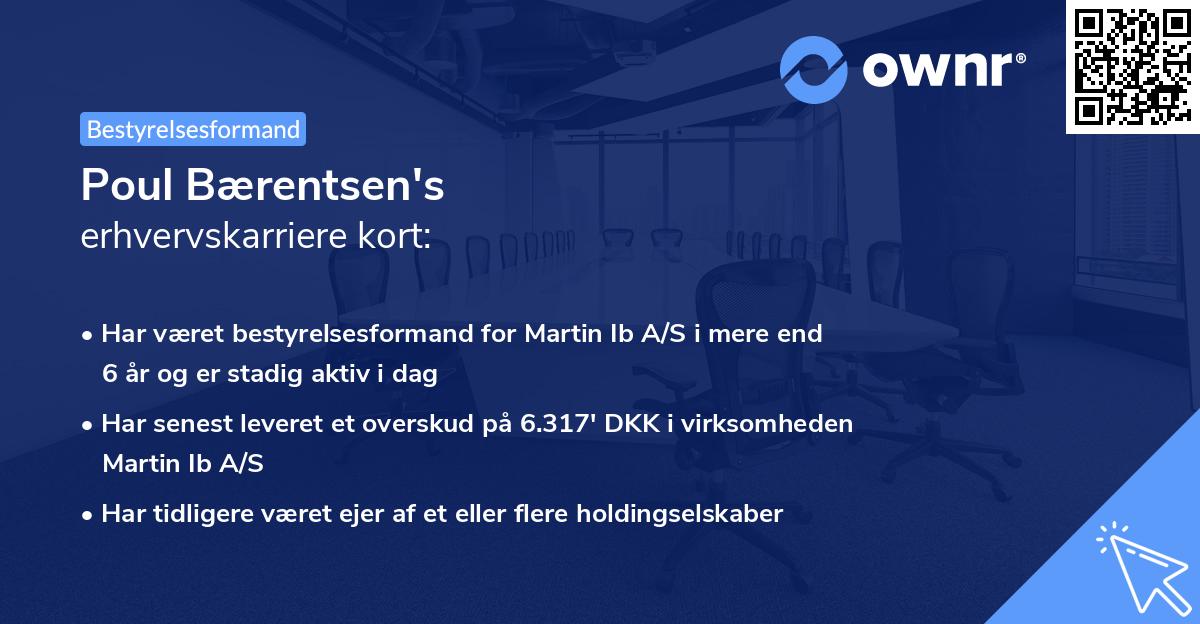 Poul Bærentsen's erhvervskarriere kort