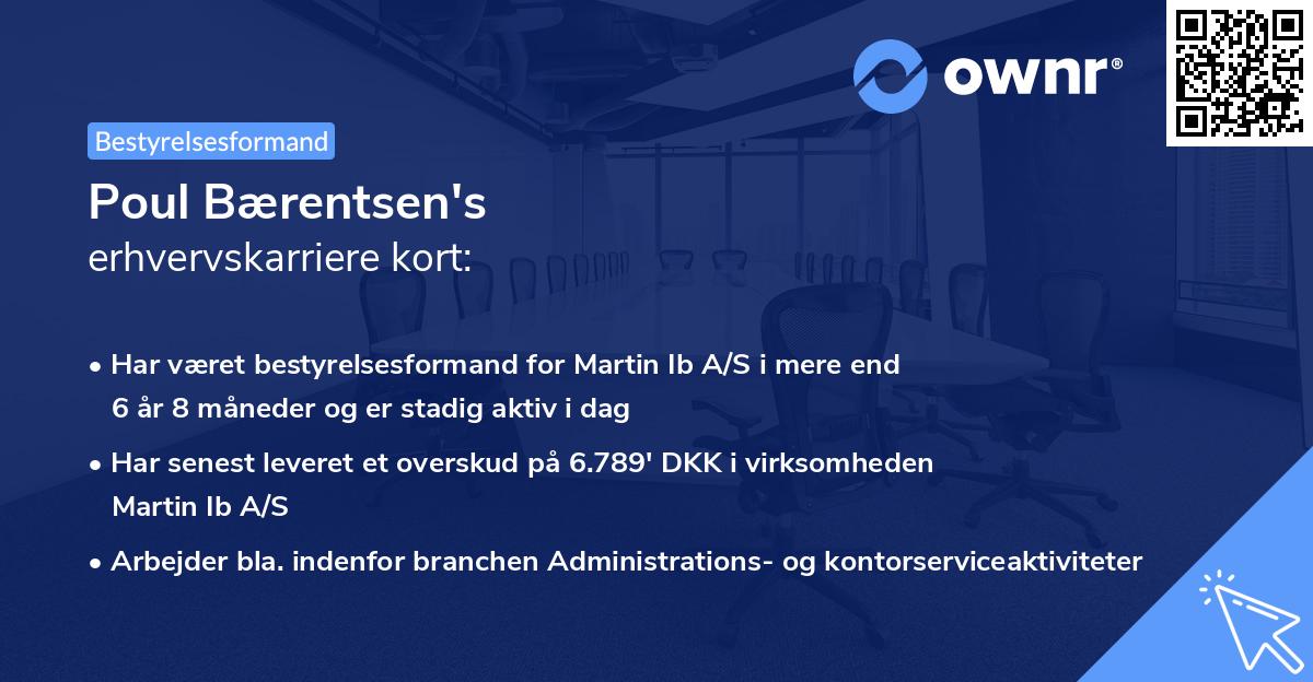 Poul Bærentsen's erhvervskarriere kort
