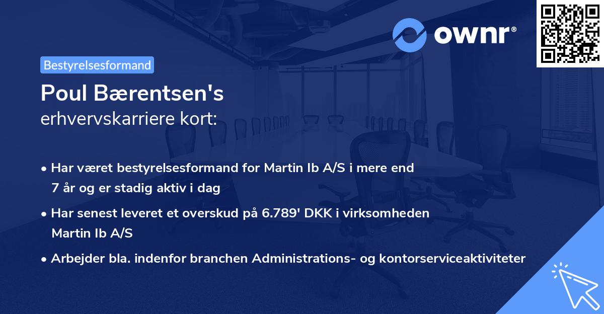 Poul Bærentsen's erhvervskarriere kort